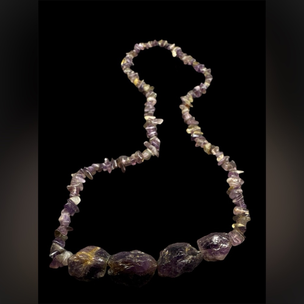 Vintage Raw Chunky Amethyst Necklace 22”